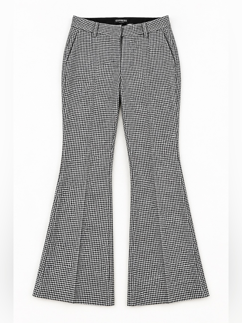 Express Black & White Houndstooth Flare Dress Pants Size 4R NWT